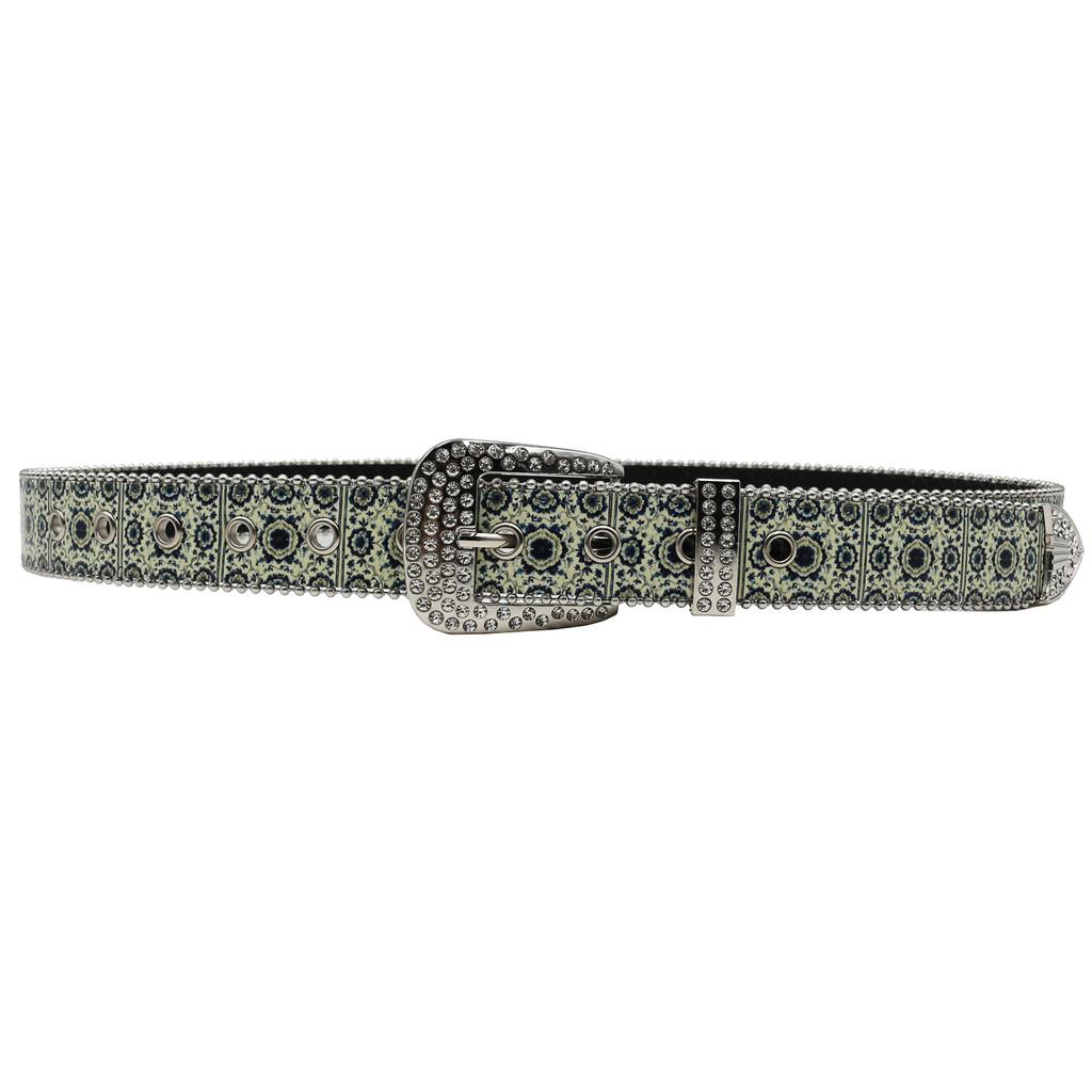 Rhinestone Belt Ethnic Style Print Niche Fashion Couple Belt Punk Trend Bohemian Style