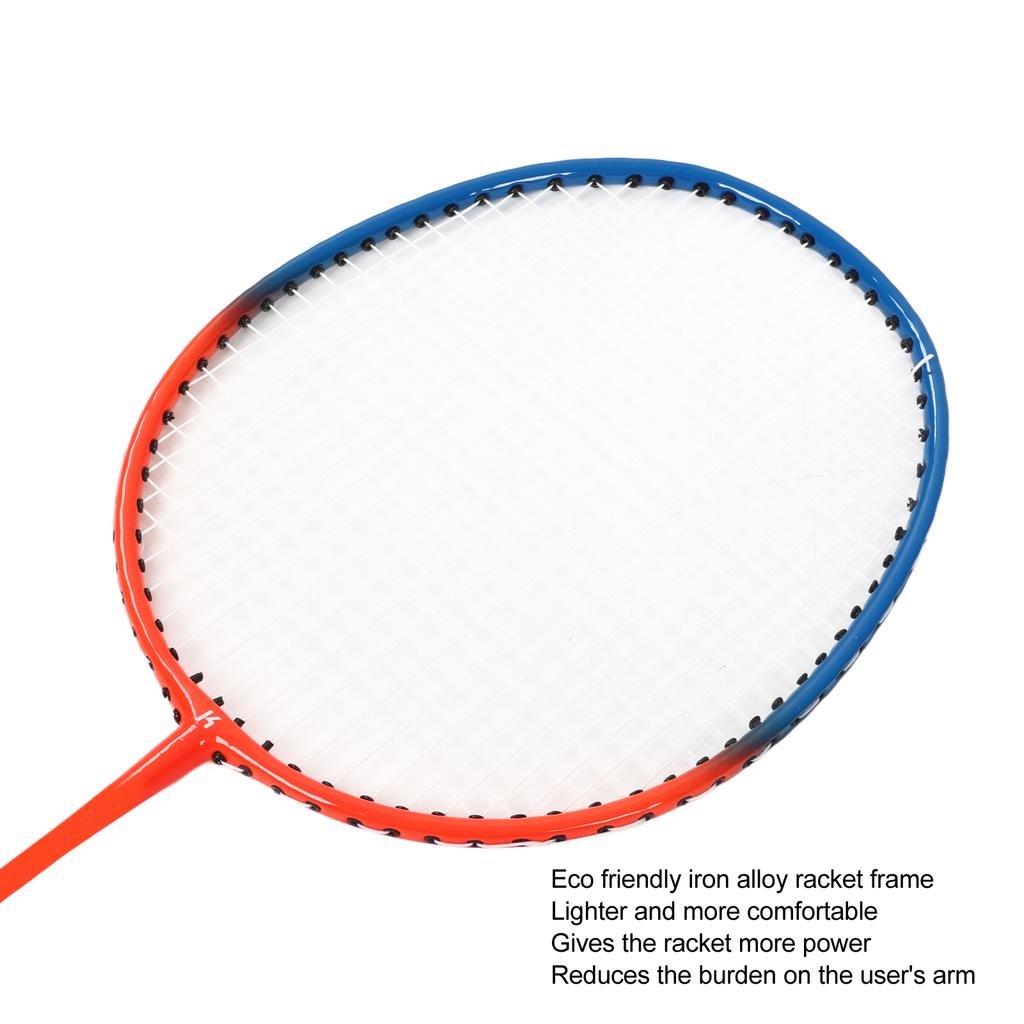 Badminton Racquets Set Lightweight Iron Alloy One Piece Double Rackets with Storage Bag for Beginner