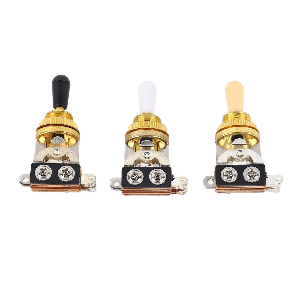 3pcs 3 Way Guitar Toggle Switches Short Straight Switch with Black White Cream Tips for Electric