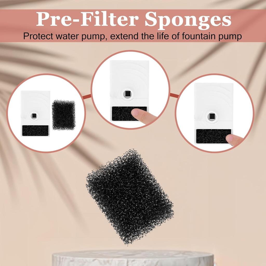 30 Pcs Pet Fountain Replacement Filter, Cat Drink Water Filter Replaced Foam Filters