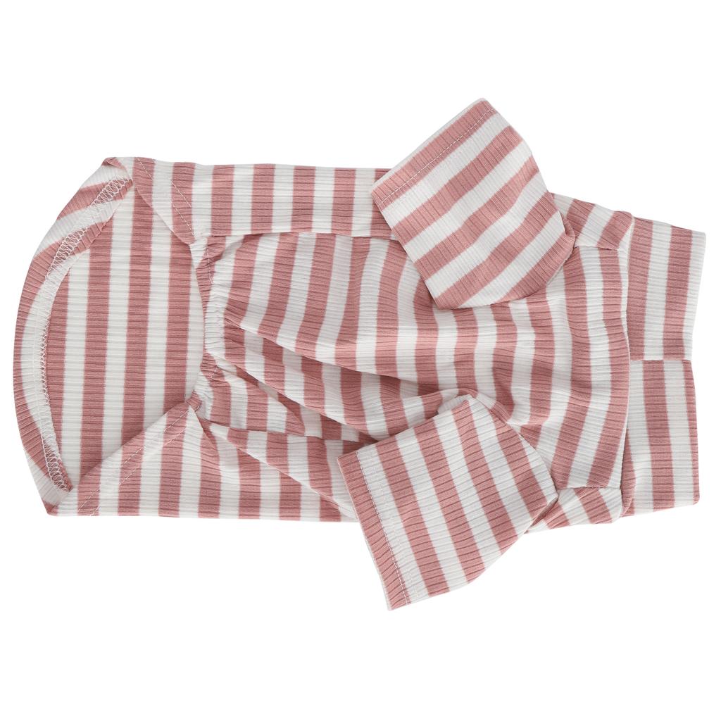 Haustier Baumwollgestreiftes Hemd Hund Kleines Schwein Katze Atmungsaktive T-Shirts Weiche WelpenkleidungRosa und Weiß