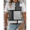 Fashion Versatile Striped Printed Top Casual Loose Short Sleeves Comfortable Breathable T-Shirts Women’s