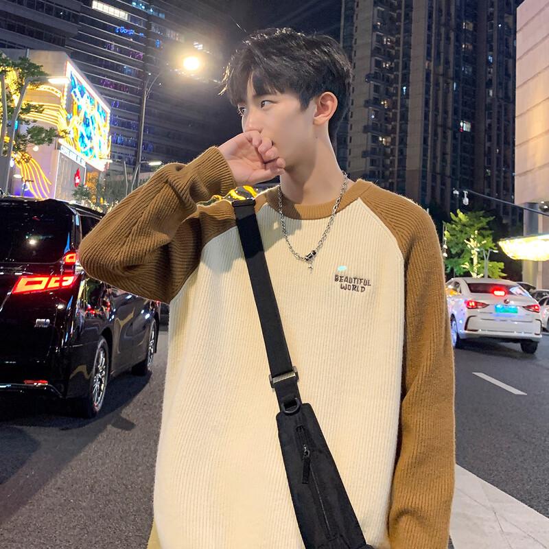 TonLion Men's 2024 Winter Round Neck Raglan Sleeve Sweater