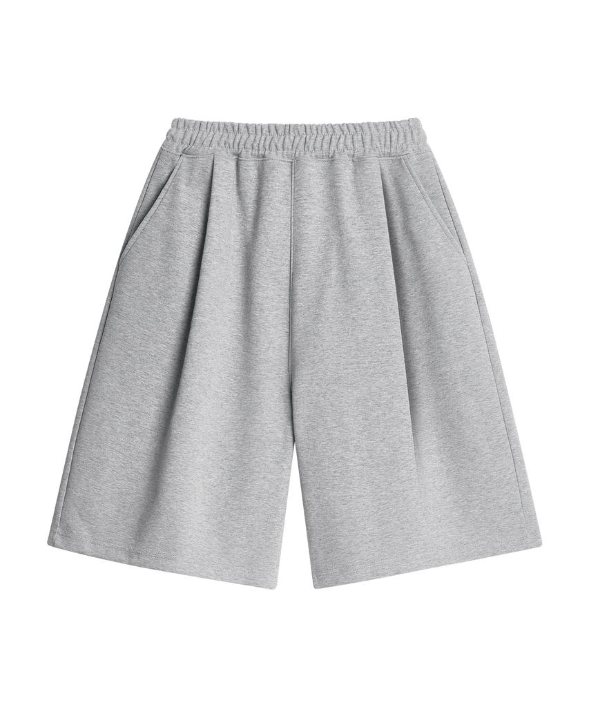 UNIONSTUDIO ( 2 Pack ) Odd Side Double Pleated Wide Sweat Half Pants ( 3 Colors )