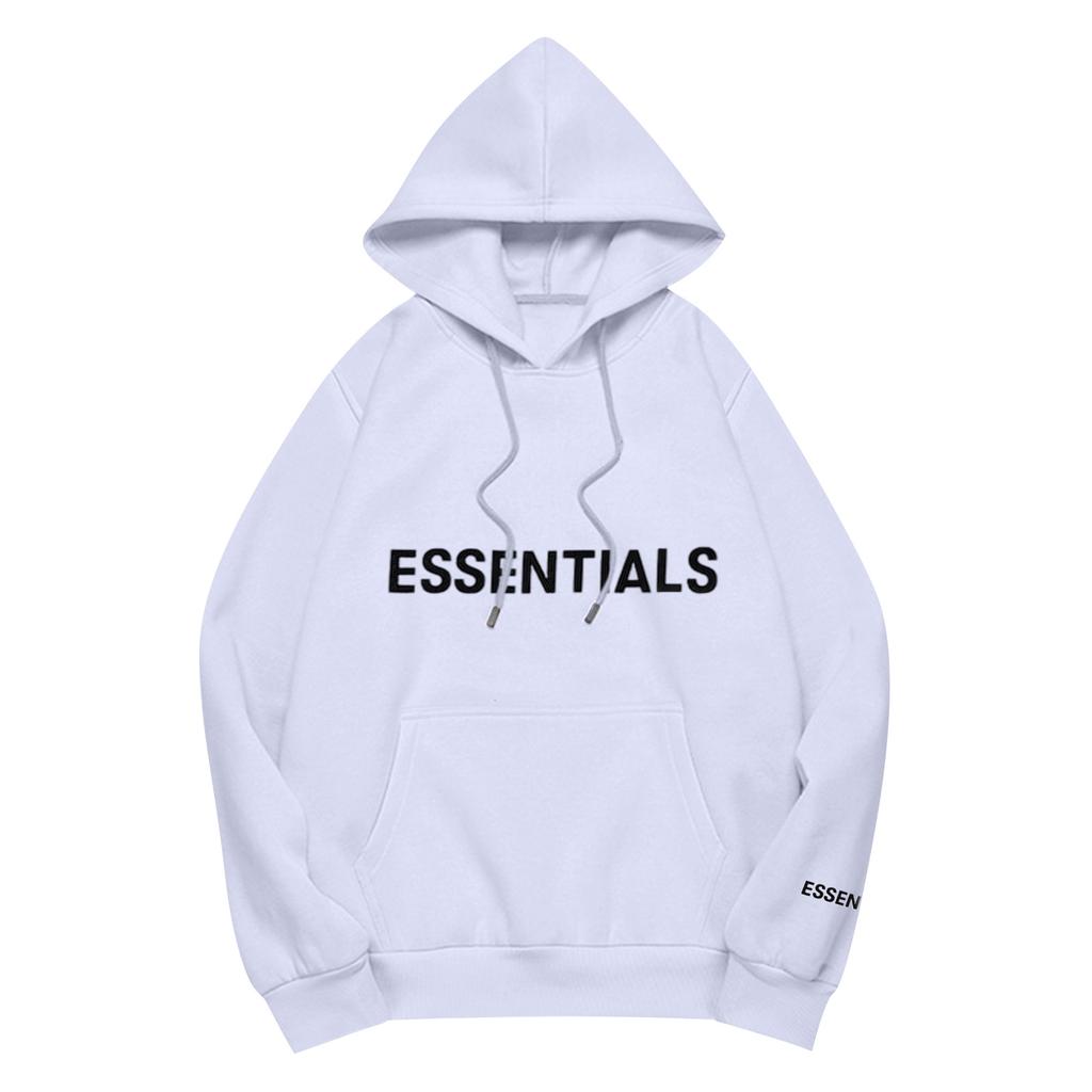 Unisex Loose Casual Letter Print Solid Round Neck Long Sleeve Hooded Sweatshirt