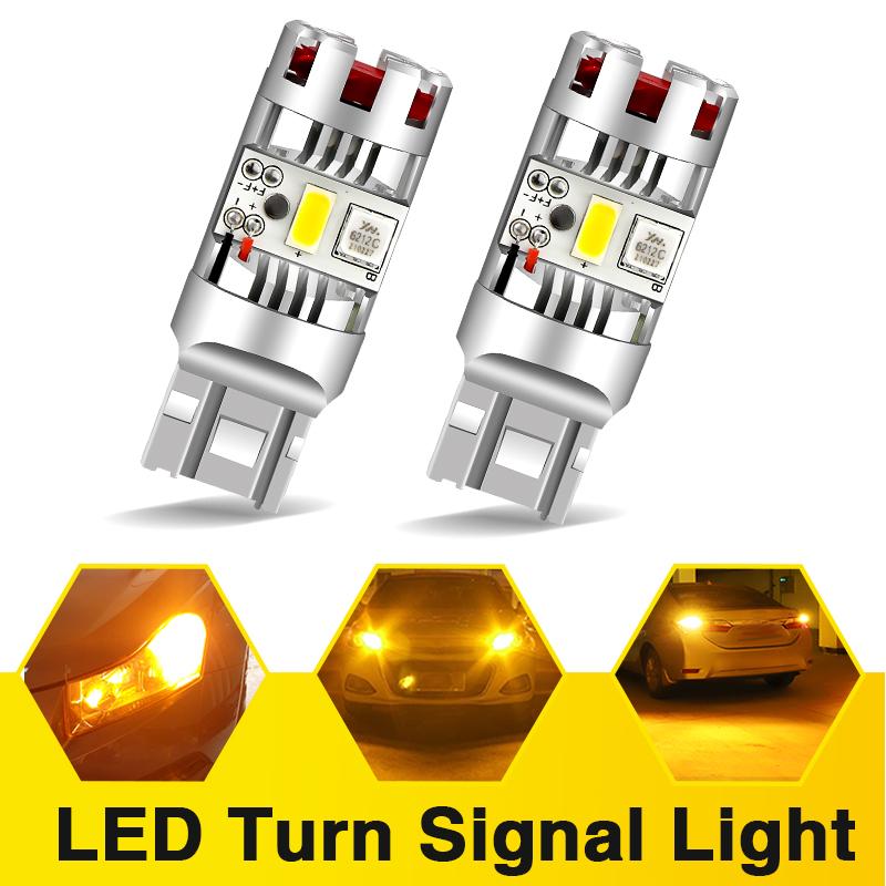 2PCS 7443 W21/5W 7444NA LED Turn Signal Warning Light Lamp LED Amber Bulbs High Power 25W 24pcs 2020 chips 12V Car Accessories