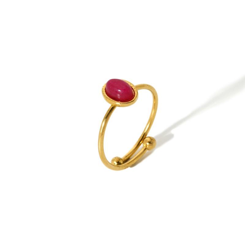 1 stk 18K Titanstål Ring Dame Simpel Ring Natursten Rustfrit Stål Åben Ring Åben