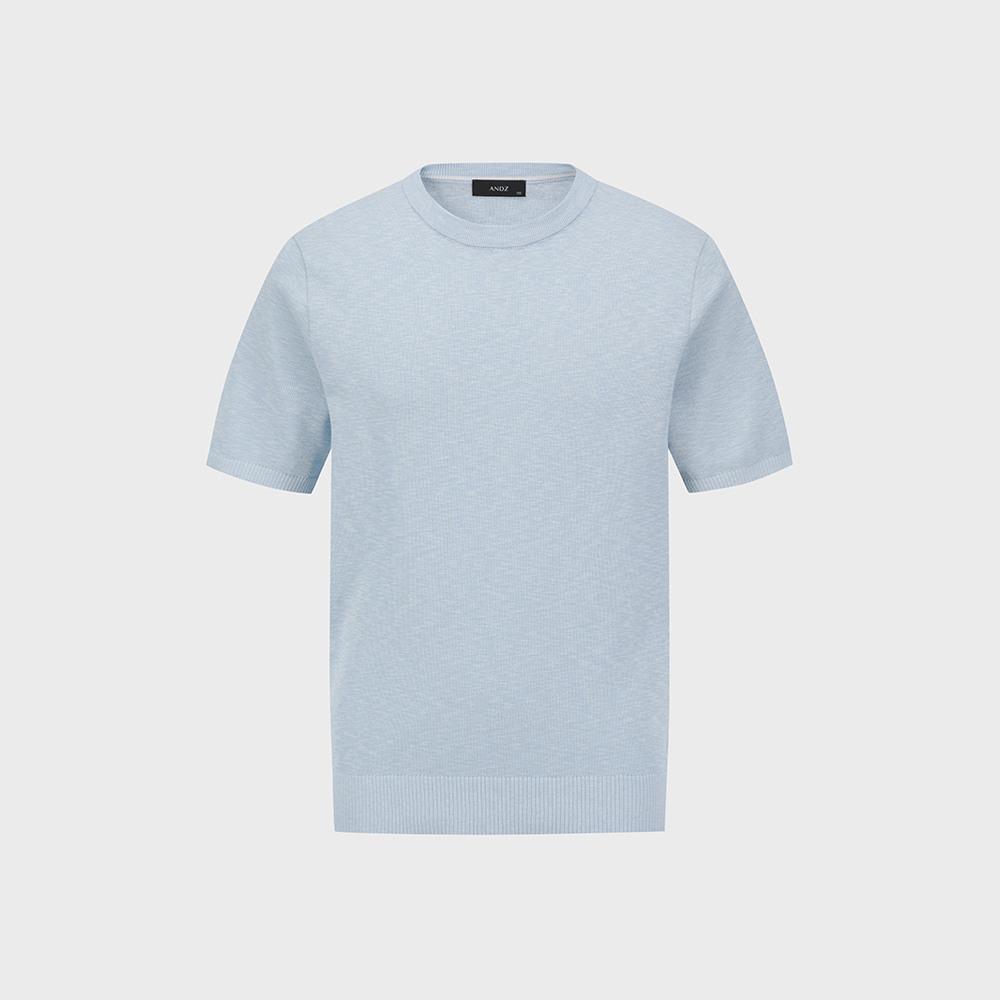 AND Z Men'S) Linen-Like Round Neck Short Sleeve T-Shirt_Blf2Er1001Bl