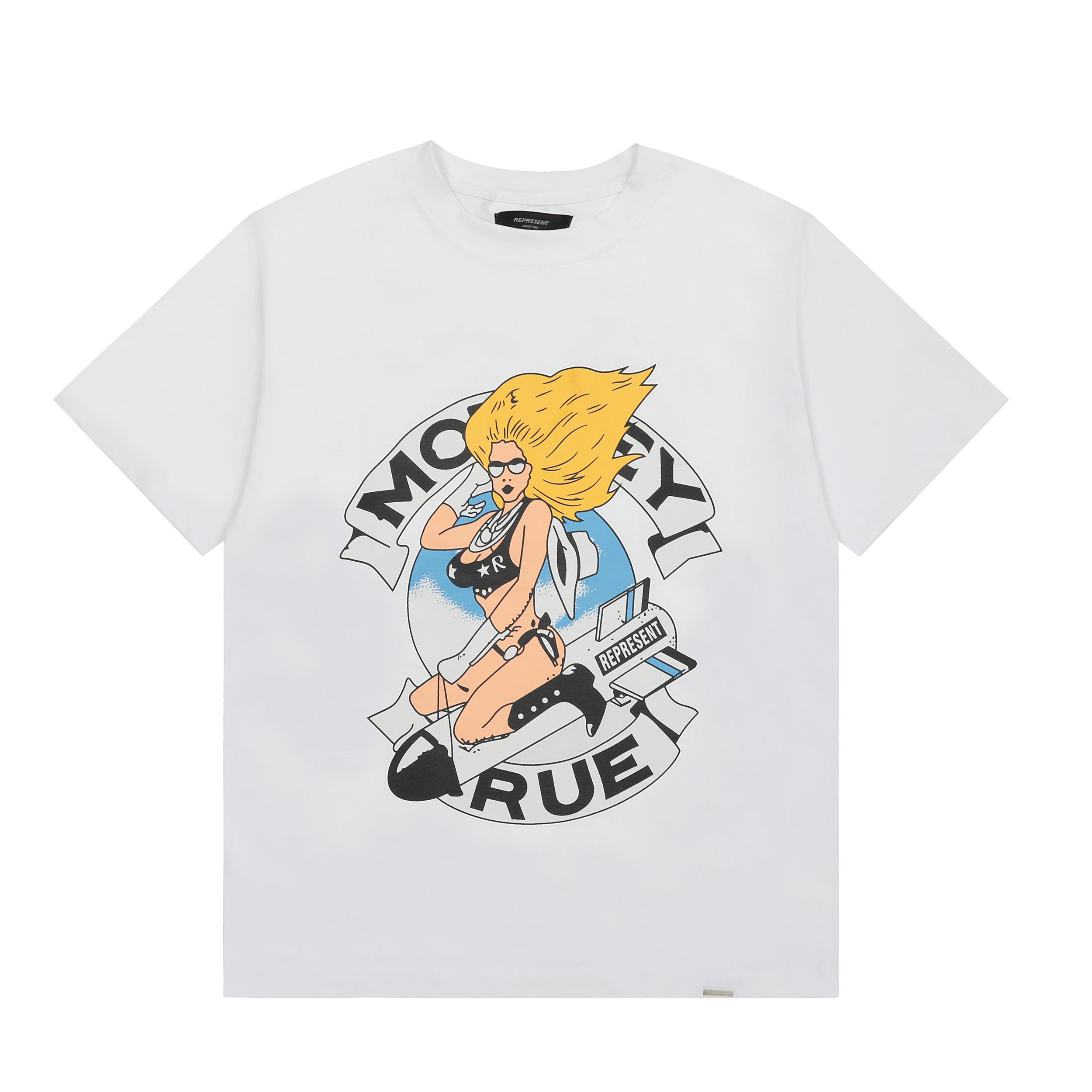 

Unisex Retro Pin-Up Girl Rocket Graphic Cotton T-Shirt Vintage Streetwear Short Sleeve Tee Men Women S