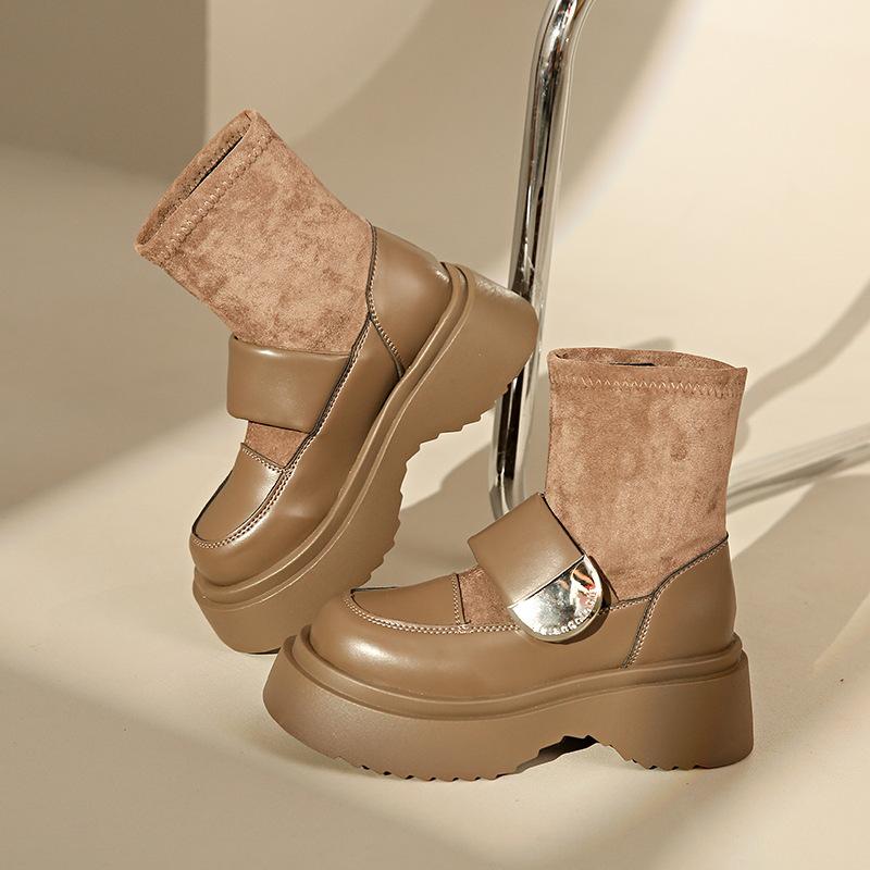 Women's British Style Fashion Versatile Soft Elastic Comfort Ankle Boots Shock-absorbing Non-slip Casual Sports Martin Boots