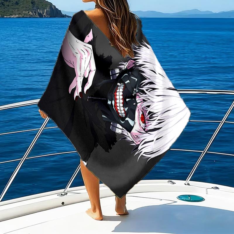 Tokyo Ghoul Kaneki's Struggle Microfiber Beach Towel, Lightweight And Quick-Dry, for Summer Travel, Beach Essential, Swimming Pool Outdoor