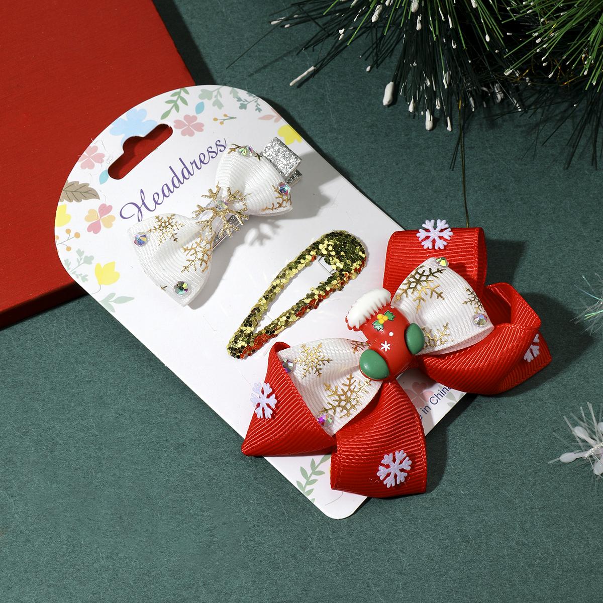 

3 шт./компл. Новые милые модные рождественские мультяшные бантики, милые заколки для волос для девочек, детские головные уборы, зажимы для волос, аксессуары для волос