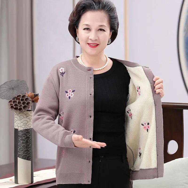 Cardigans Plus Size Grandma Knitting Sweater New Middle-aged and Old Women Sweater Cardigan