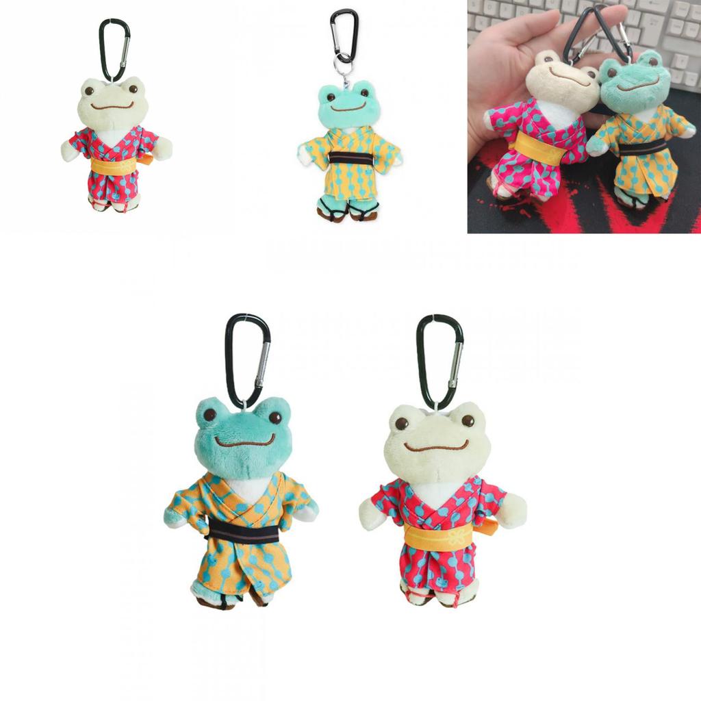 Cute Kimono Smiling Big Eyes Frog Plush Toy Keychain Pendant For Backpack Decor