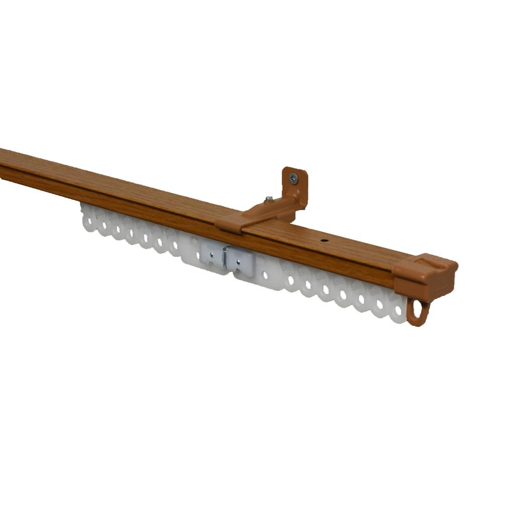 Toso Single Curtain Rail, 1.1m-2.0m, Retractable, Wood Grain, Woody Medium, Ceiling/Front Mount, 30003669