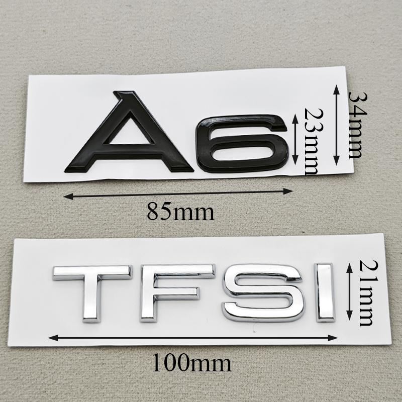 3D ABS Chrome Black Car Letters Logo A4 A5 A6 TFSI Sticker Rear Trunk Badge Emblem Decal For Audi A4 A5 A6 TFSI Auto Accessories