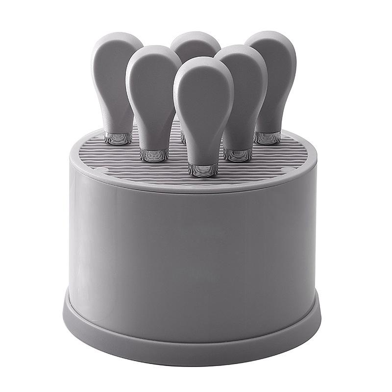 Cross-border Stainless Steel Cheese Tool Set: 6-Piece Knife, Fork & Spatula Holder Available.