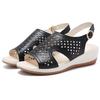 In Summer, the New Hollow Leather Beef Tendon Sole Fish Mouth Sandals Thick-soled Wedge Heel Mother Leather Sandals