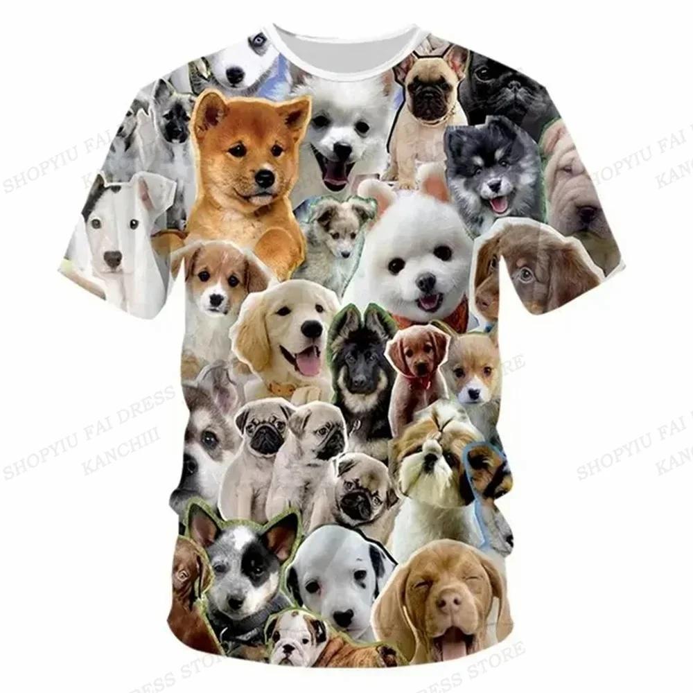T-shirt Estiva da Uomo Animale Maiale Cane Gatto Stampa 3D T-shirt Uomo Donna Moda Manica Corta T-shirt Girocollo Divertente T-shirt Top per Bambini