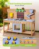 Mud Kitchen, Outdoor Mud Kitchen for Kids, Wood Outdoor Play Kitchens with Stoves, Hooks, Double Sinks, Planting Shovels, Spatulas, Cookware Pots and