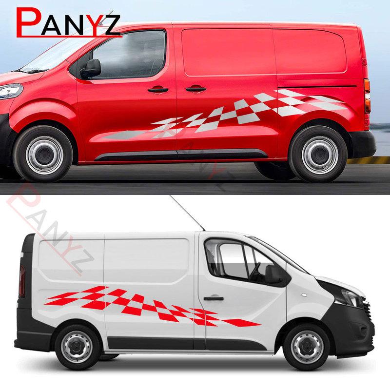 2PCS Car Door Side Stickers For Vauxhall Opel Vivaro Renault Trafic Graphics Camper Van Vinyl Film Decals Tuning Accessories
