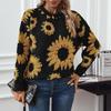 Vintage Knitwear Cardigan Long Sleeve Loose Sweater O Neck Print Top Autumn Winter
