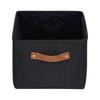 Black Canvas Polyester Storage Basket with Handles Decorative Organizational Container Home Office Shelving Linen Supplies 15L x