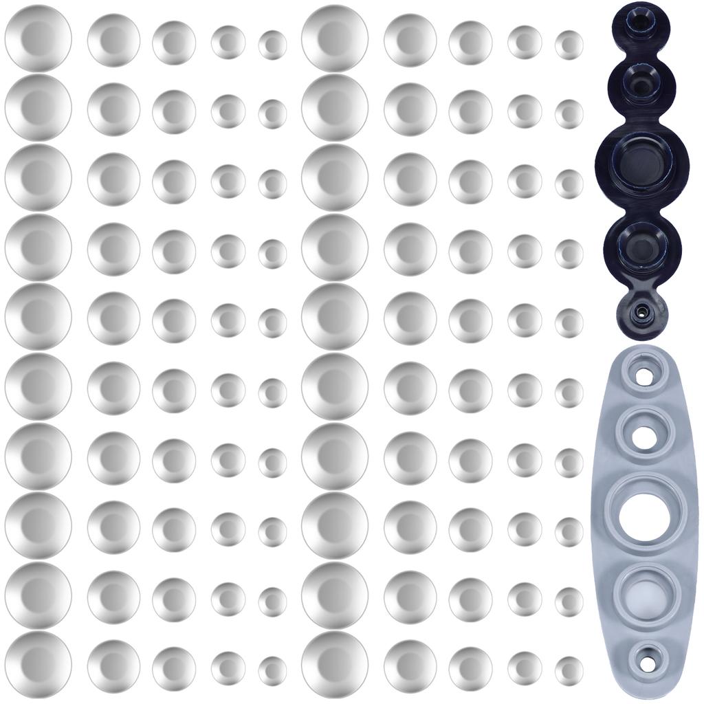 100 pcs lid button kit 5 different sizes of lid buttons with 5-in-1 button tool aluminum alloy button process kit DIY cover