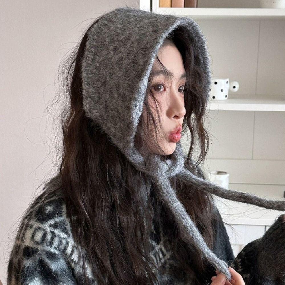 Thickening Knitted Earmuffs Solid Color Earlap Warmer Personality Wool Strappy Ear Muff  Girls