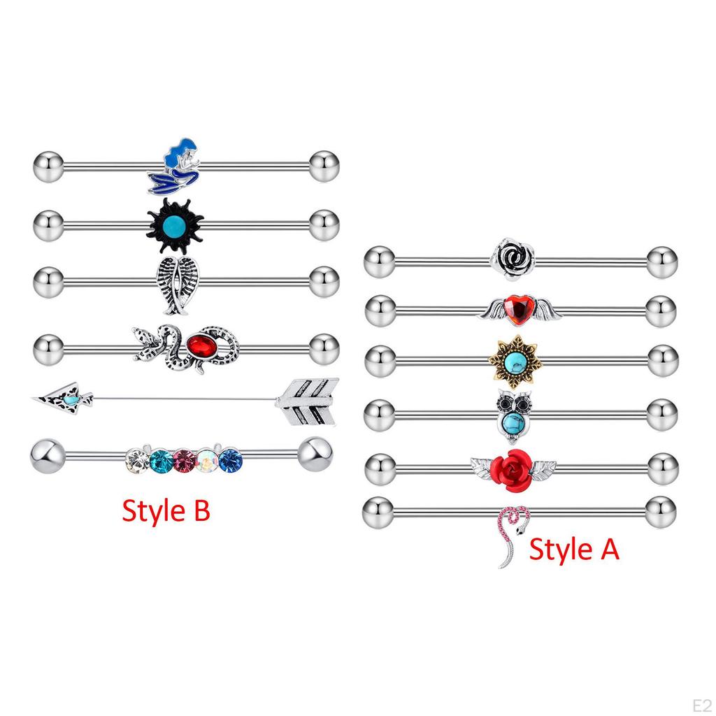 Fashion Industrial Barbell Earrings, Stainless Steel, Straight Barbell, Stud