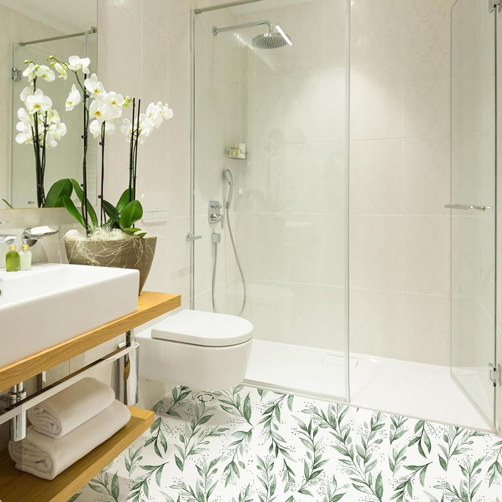 Peel and Stick Wallpaper 17.7 x590.5 Inch Olive Green Leaf WallpaperStick on Wallpaper for Bathroom Vinyl Removable Wallpaper Self Adhesive Wallpaper