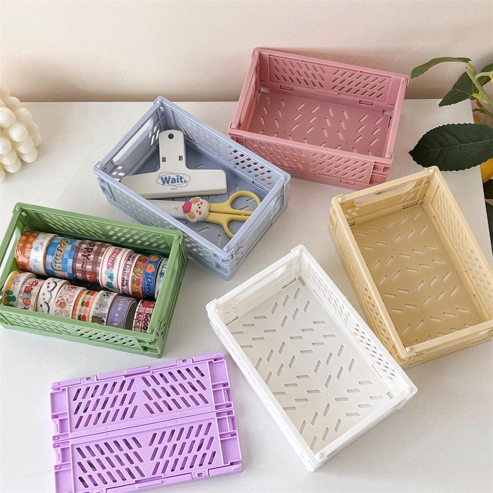 Foldable Desktop Storage Basket for Stationery and Books