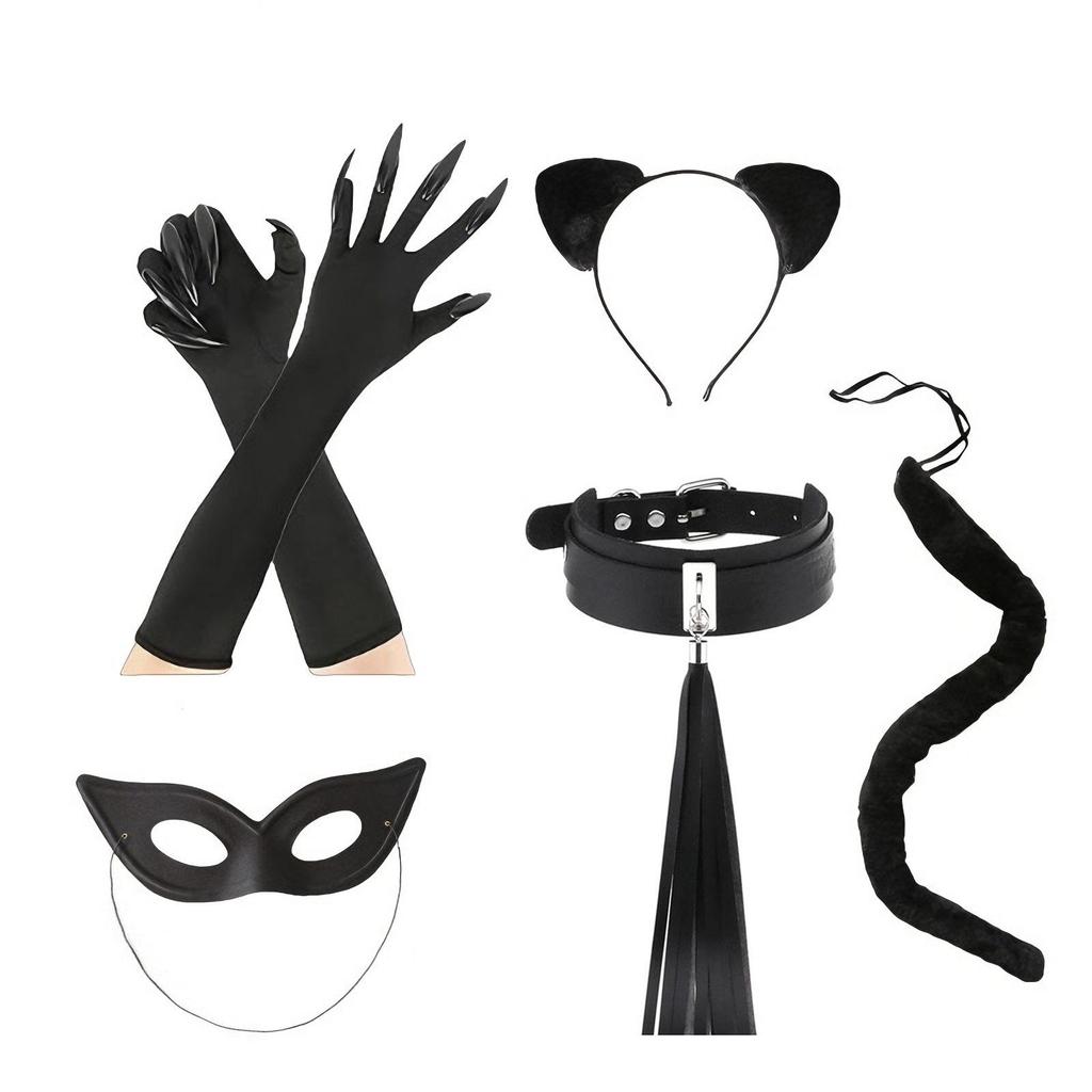 Halloween Sexy Catwoman Cosplay Set: Cat Ears & Tail Accessories