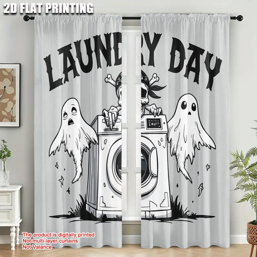 2pcs, plane printing Curtains Roller Blinds Colorful Laundry Pattern 33 Polyester (without rod) Decorations Outdoor for Living