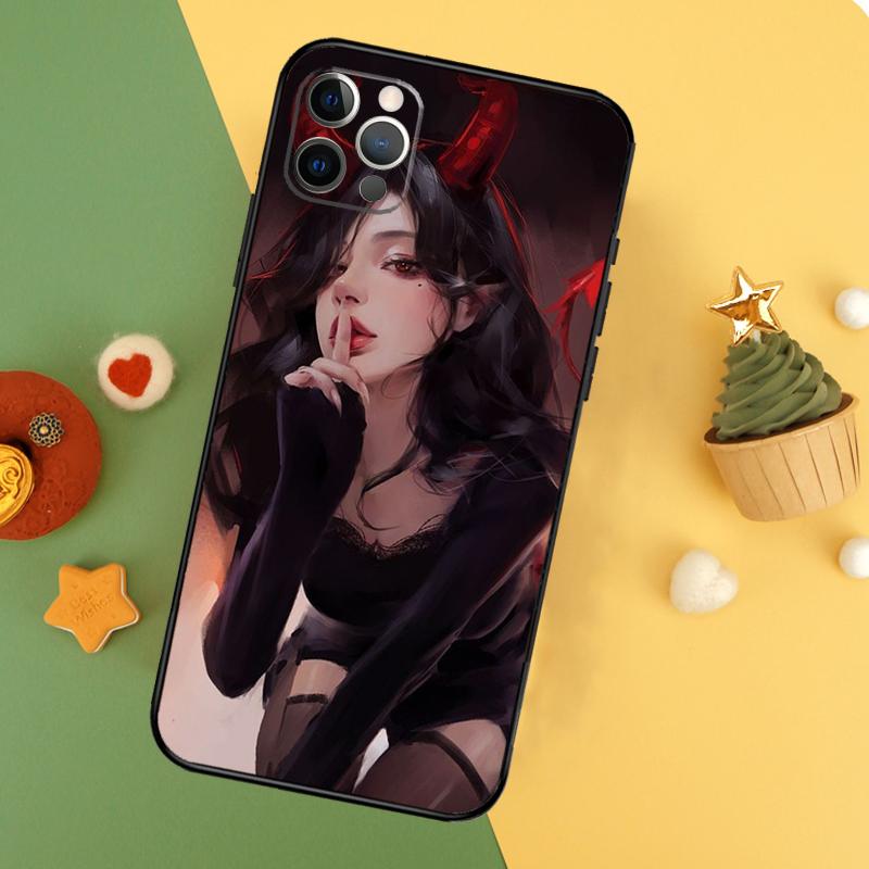 

Aesthetic Devil Woman Bad Girl Phone Case For iPhone 17 16 16E 15 14 12 11 13 Pro Max 12 13 Mini 17Air Shockproof Cover iPhone 12