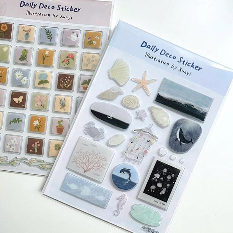 

Cute Cartoon Ocean World 3D Jelly Stickers Transparent Resin Gel Self-Adhesive Decoration For Diy Phone Cases Tablet Computers