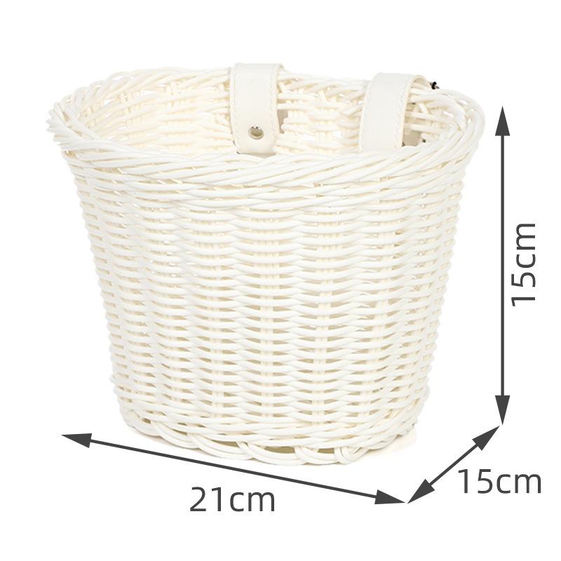 Children Bicycle Front Basket Imitation Woven Rattan Handlebar Storage Basket for Kids Bike Scooter Outdoor