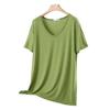 Damen Übergröße V-Ausschnitt Kurzarm Modal T-Shirt für Frühling/Sommer