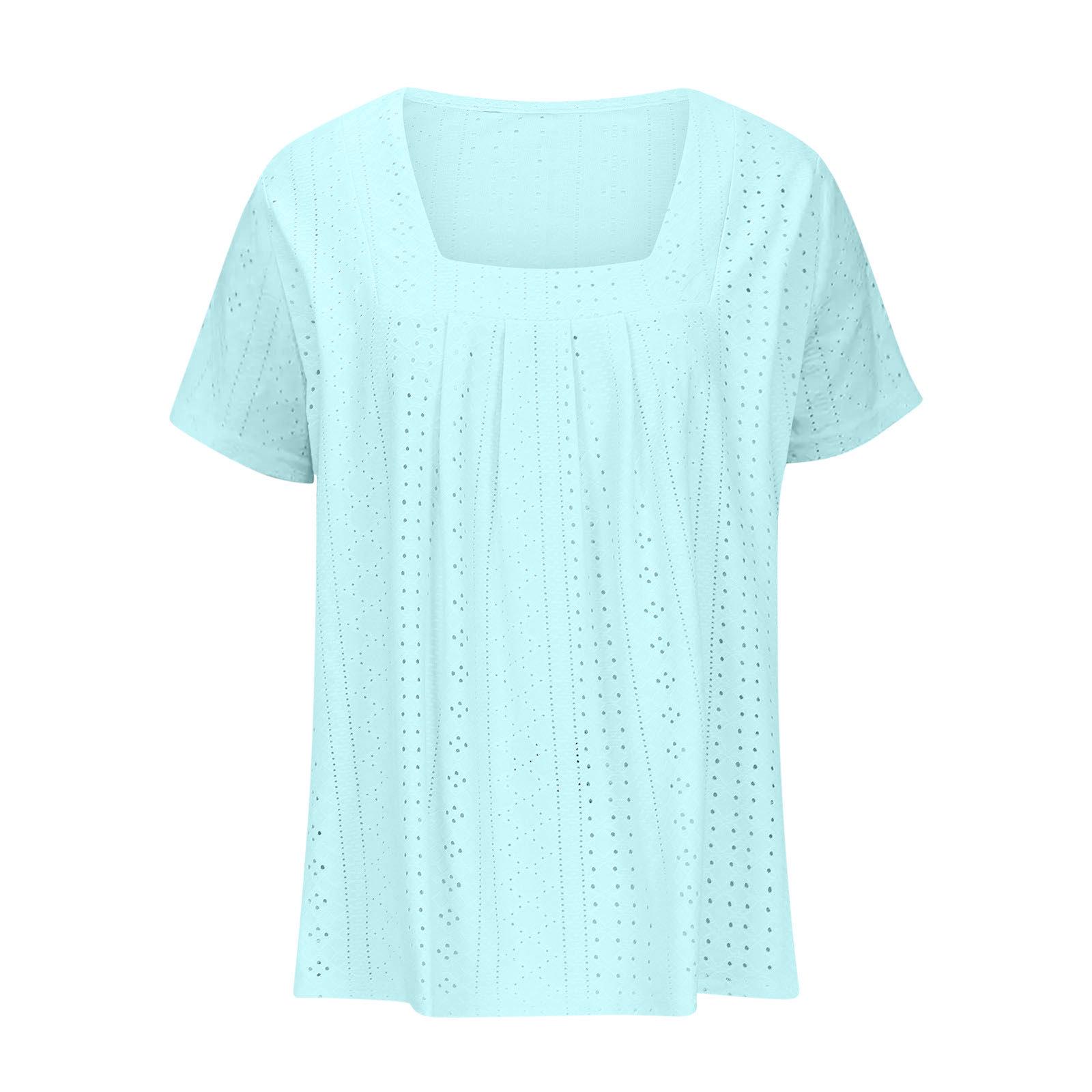 

Women s Square Neck Short Sleeve Top - Loose Fit, Solid Color, Summer wear. Versatile European and American Design Medium світло-зелений колір