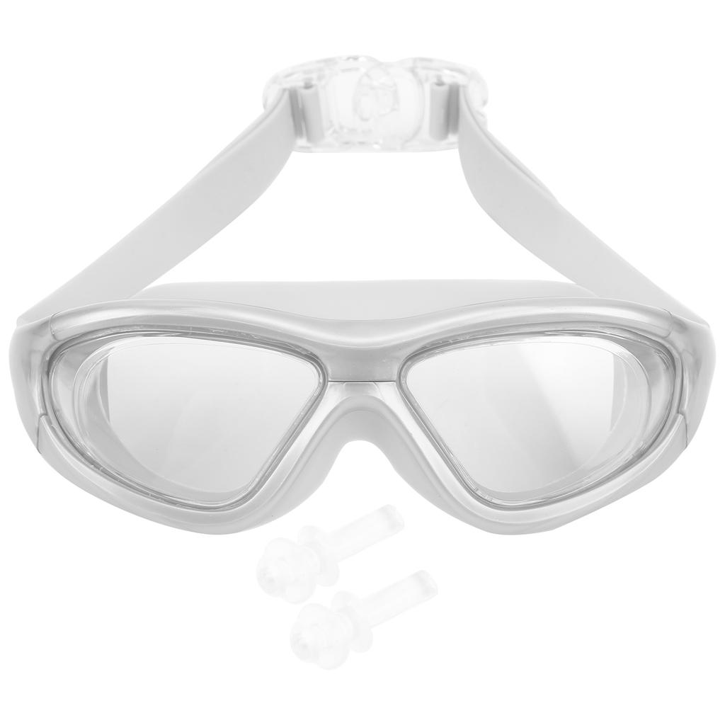 Adult Swimming Goggles AntiFog Lens UV Protection No Leaking Electroplating Swim Glasses(Greyish White )