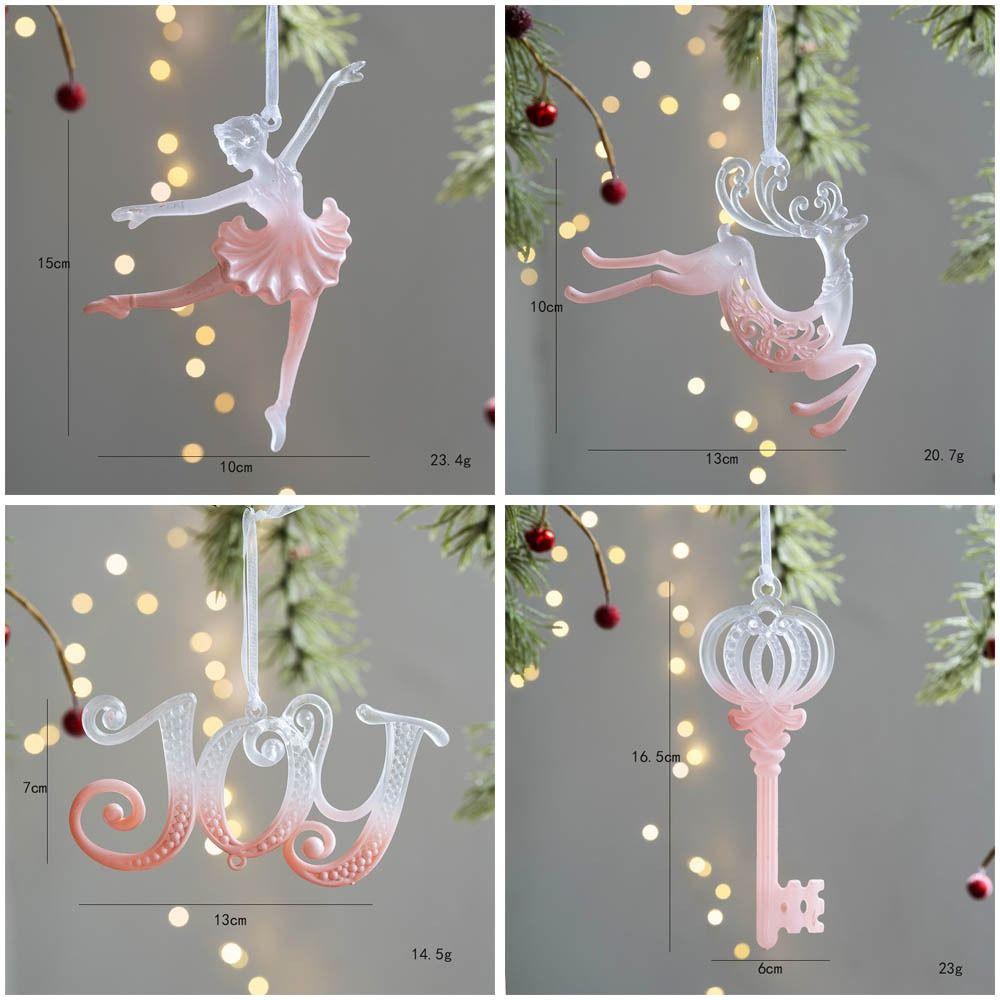 Snowflake Icicle Christmas Pendants Crystal Acrylic Christmas Tree Ornaments Happy New Year Home Table Decor Hanging Pendant