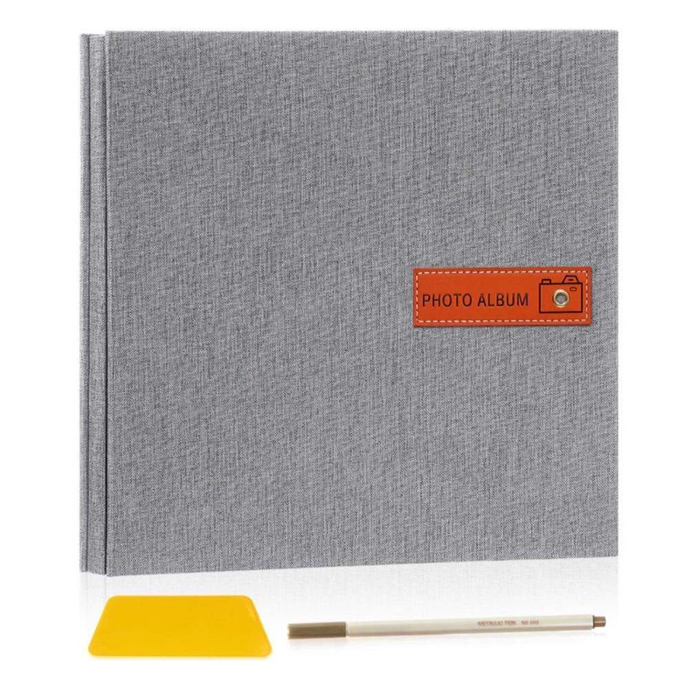 

27x26cm Film Covered DIY Photo Album High-capacity Linen Self Adhesive Scrapbook Christmas сірий