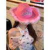 Pink Top Hat Crown Western Cowboy Hat Halloween Feather Edge Carnival Party Hat