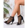 Hohle Sandalen Damen Coole Stiefel Sommer Neu Reißverschluss hinten Damen High Heel Sandalen
