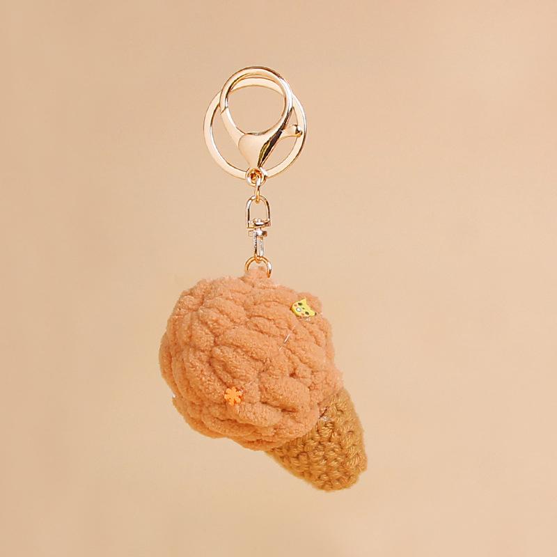 1PC Kids Kawaii Simulated Plush Ice Cream Cone Keychain Creative Cute Food Keyring Couple Key Holder Bag Pendant Decoration Toys