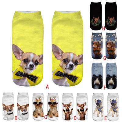 Cute Casual Business Socks 3D Dog Printing Medium Sports Socks
