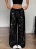 Frühjahr/Sommer 2026 High-Waist Pailletten Hose Locker Fließend - Damenmode Kollektion
