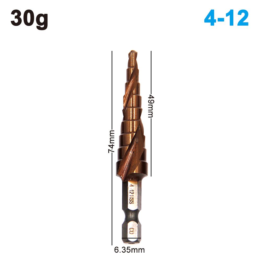 M35 Cobalt Containing Hexagonal Spiral Step Drill Stainless Steel Tapping 3-12/4-12mm Pagoda Drill Cutting Tool Drill Bit Tool