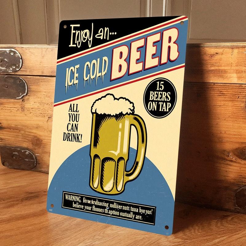 

1 piece of retro beer-themed tin plaque, American-style bar decorative painting, 15 refreshing visual designs for draft beer, re (as the picture,20x30cm)