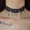 Black White Lace Cross Butterfly Pendant Necklaces for Women Girls Sexy Sweet Cool Collarbone Necklace Strap Jewelry Accessories